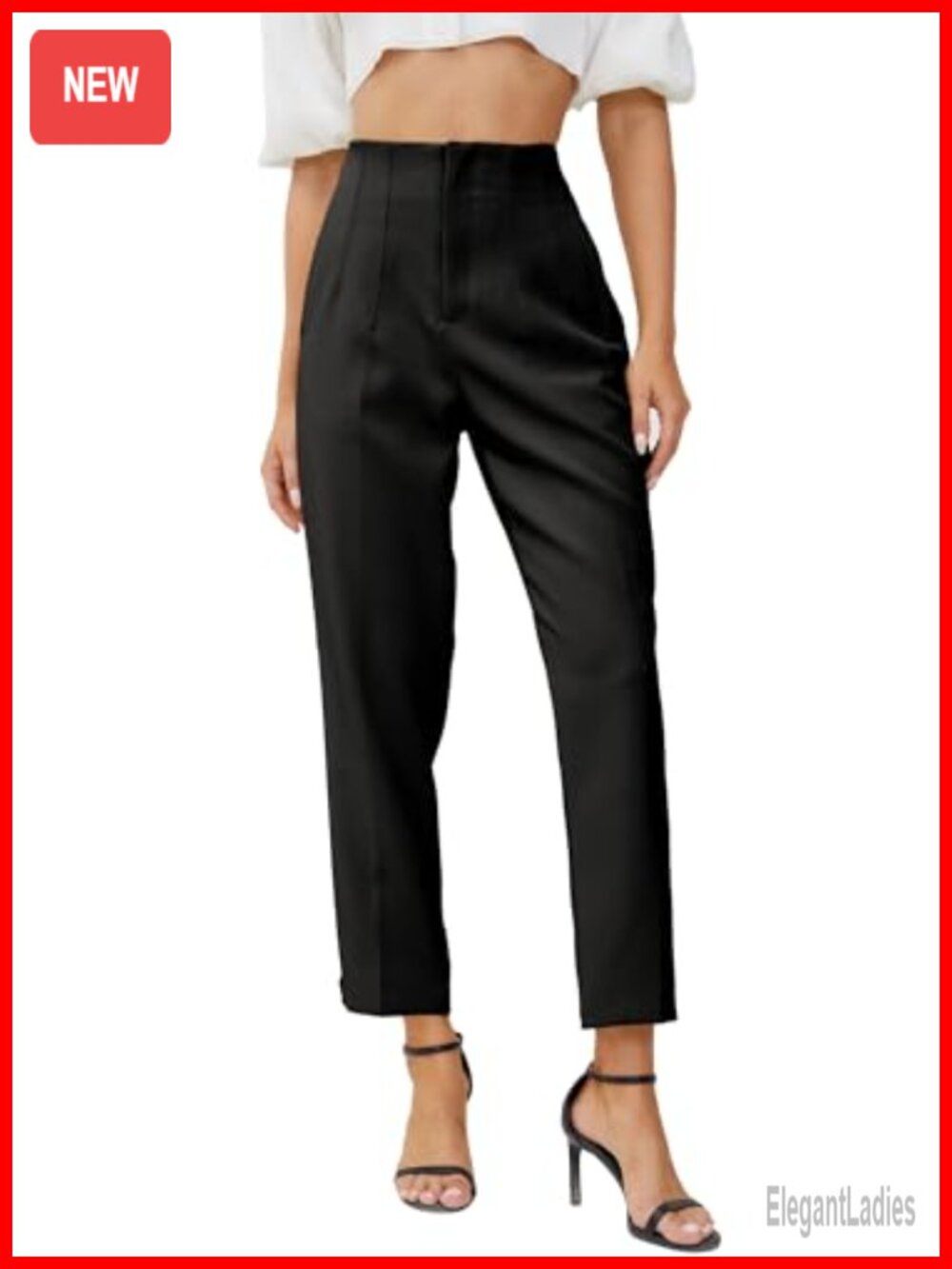 High Waisted Straight Leg Pleated Business Trousers Office Slacks